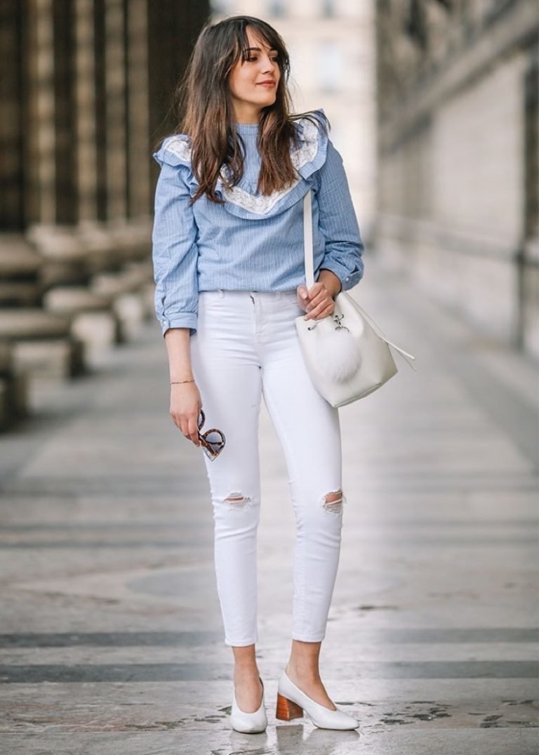 Стиль с белыми джинсами